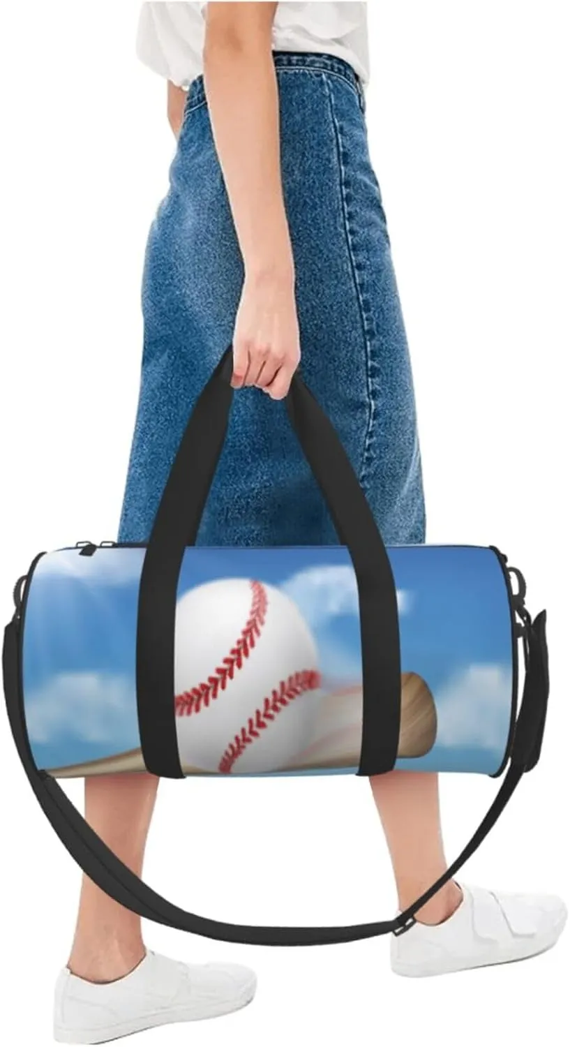 Travel Duffle Bag for Men Women, Baseball Bat Hitting Ball Duffle Bags for Sport Gym Overnight Luggage