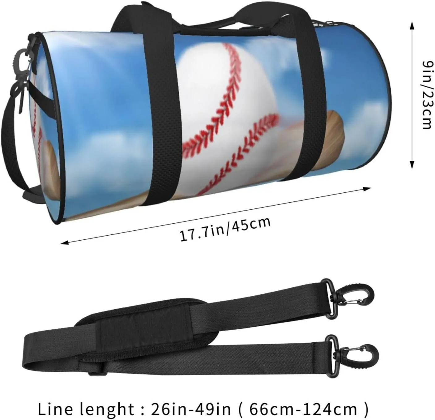 Travel Duffle Bag for Men Women, Baseball Bat Hitting Ball Duffle Bags for Sport Gym Overnight Luggage