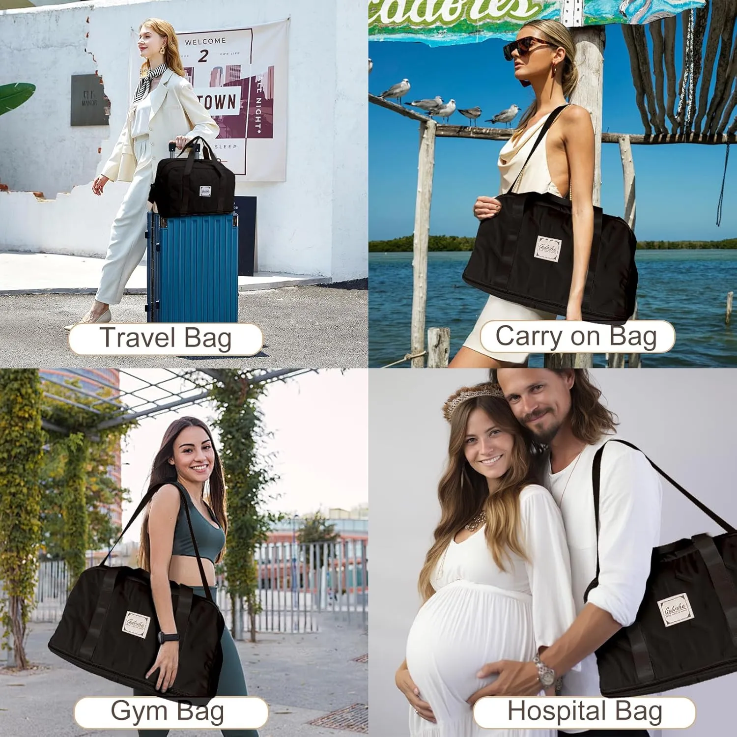 Travel Duffle Bag,Weekender Carry on Overnight Bags for Women Foldable Personal Item Bag Sport Gym Bag for Men with Wet Pocket Toiletry MakeupBag for Yoga Dance Trips Hospital