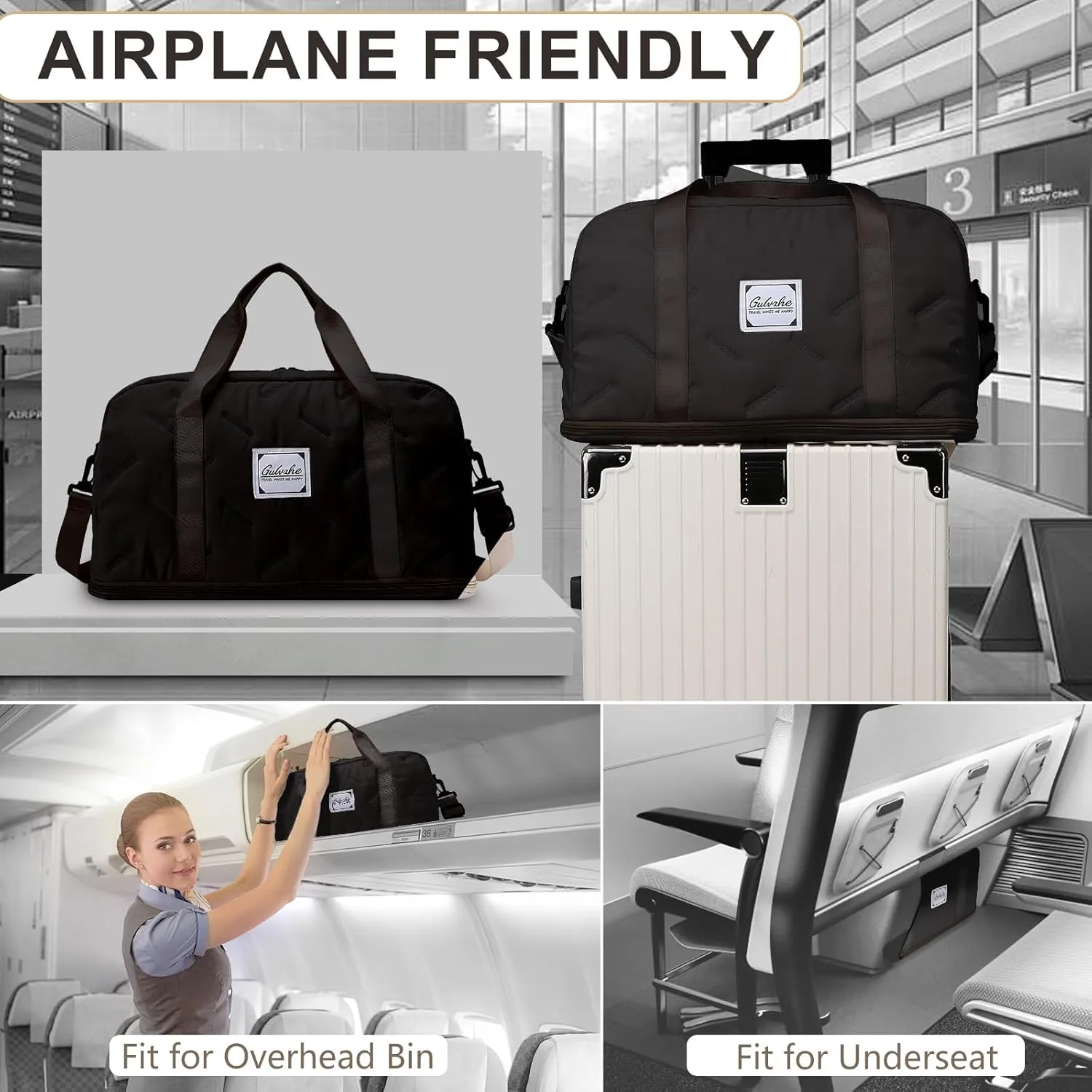 Travel Duffle Bag,Weekender Carry on Overnight Bags for Women Foldable Personal Item Bag Sport Gym Bag for Men with Wet Pocket Toiletry MakeupBag for Yoga Dance Trips Hospital