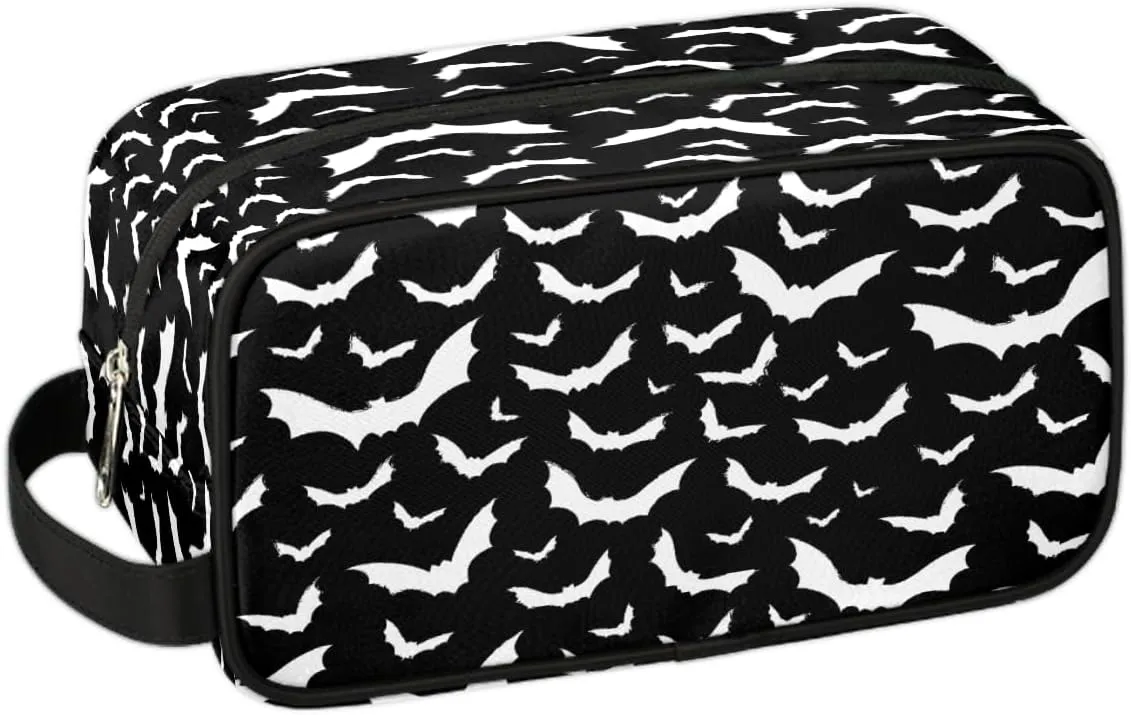 Travel Toiletry Bag for Boys Men, Waterproof Hanging Dopp Kit for Women, Shaving Bag with Large Capacity for Travel,Sports Shower (Halloween Goth Bat)