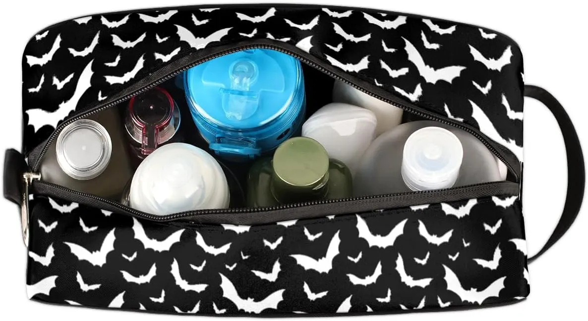 Travel Toiletry Bag for Boys Men, Waterproof Hanging Dopp Kit for Women, Shaving Bag with Large Capacity for Travel,Sports Shower (Halloween Goth Bat)