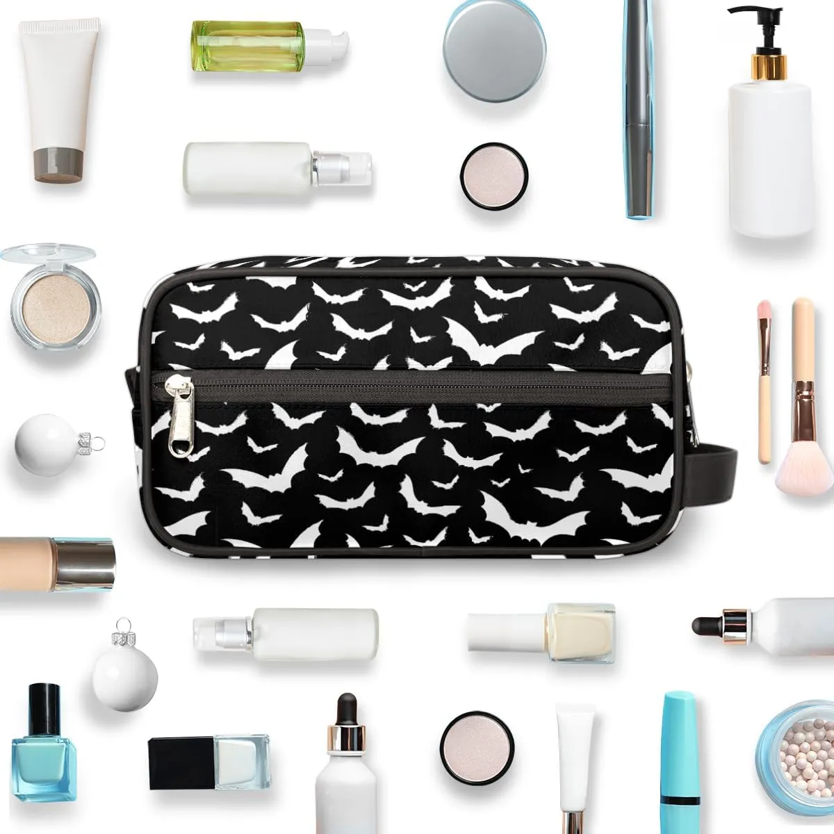 Travel Toiletry Bag for Boys Men, Waterproof Hanging Dopp Kit for Women, Shaving Bag with Large Capacity for Travel,Sports Shower (Halloween Goth Bat)