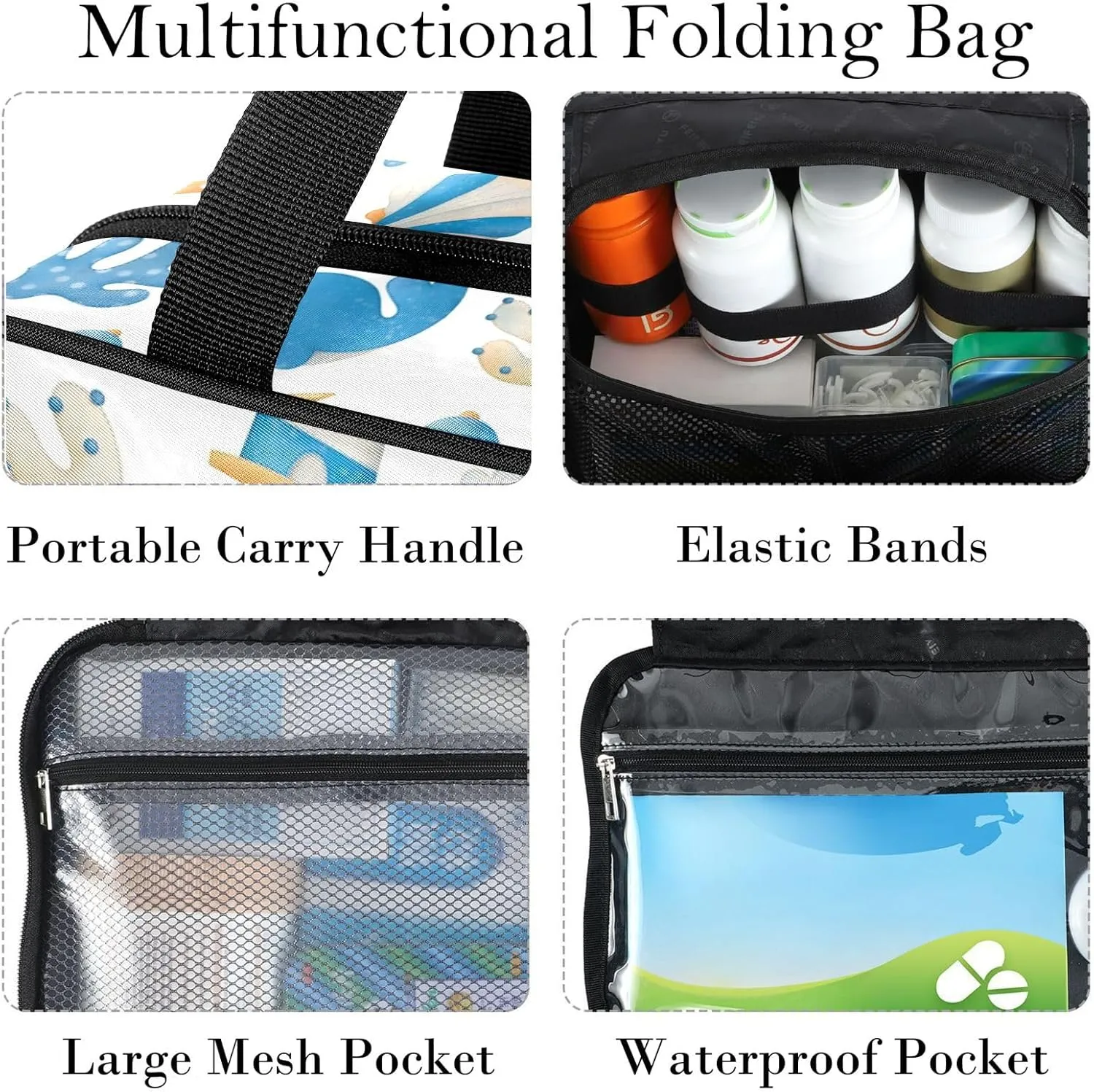 Travel Toiletry Bag for Woman/Men,Summer Boat Starfish Lighthouse Anchor Hanging Organizer Bag with Pockets Portable Folding Travel Case Bags for Makeup Cosmetic Toiletries Storage Traveling-L