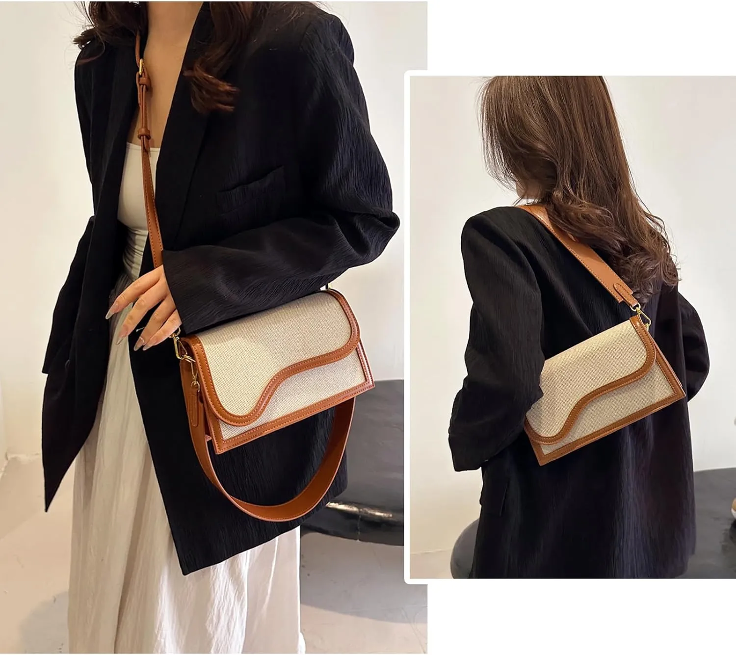 Travistar Crossbody Bags for Women Trendy - Small Cross Body Purse Shoulder Bag Leather Handbags Evening Clutch with 2 Straps