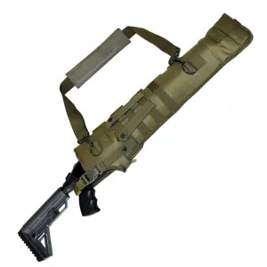 TRINITY Tactical Scabbard 25 inches long Green for Kel-tec KSG 12 gauge Pump Action Hunting Tactical Molle Soft Padded case ATV Horse Motorcycle Holder Adapter.