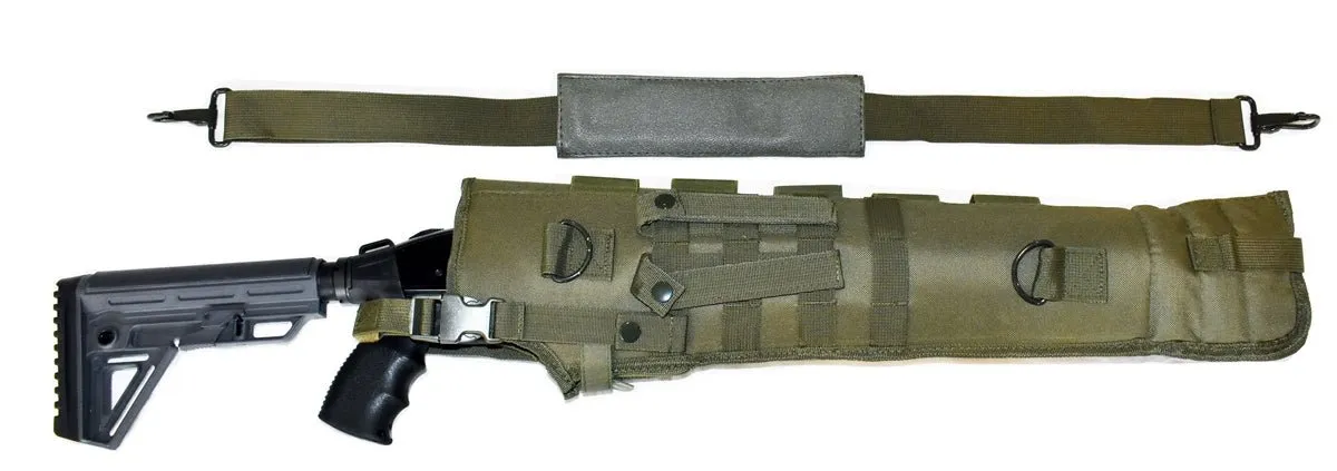 TRINITY Tactical Scabbard 25 inches long Green for mossberg 500 cruiser Pump Action Hunting Tactical molle Soft Padded case ATV Horse Motorcycle Holder Adapter.