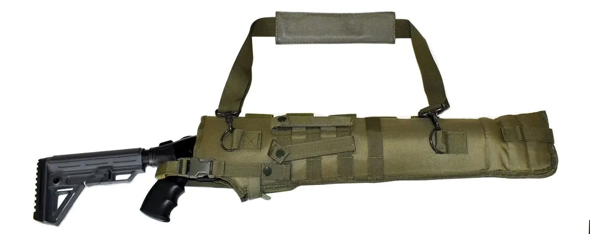 TRINITY Tactical Scabbard 25 inches long Green for mossberg 500 cruiser Pump Action Hunting Tactical molle Soft Padded case ATV Horse Motorcycle Holder Adapter.