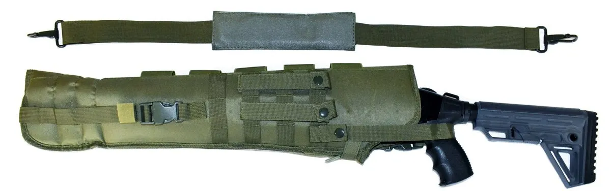 TRINITY Tactical Scabbard 25 inches long Green for mossberg 500 cruiser Pump Action Hunting Tactical molle Soft Padded case ATV Horse Motorcycle Holder Adapter.