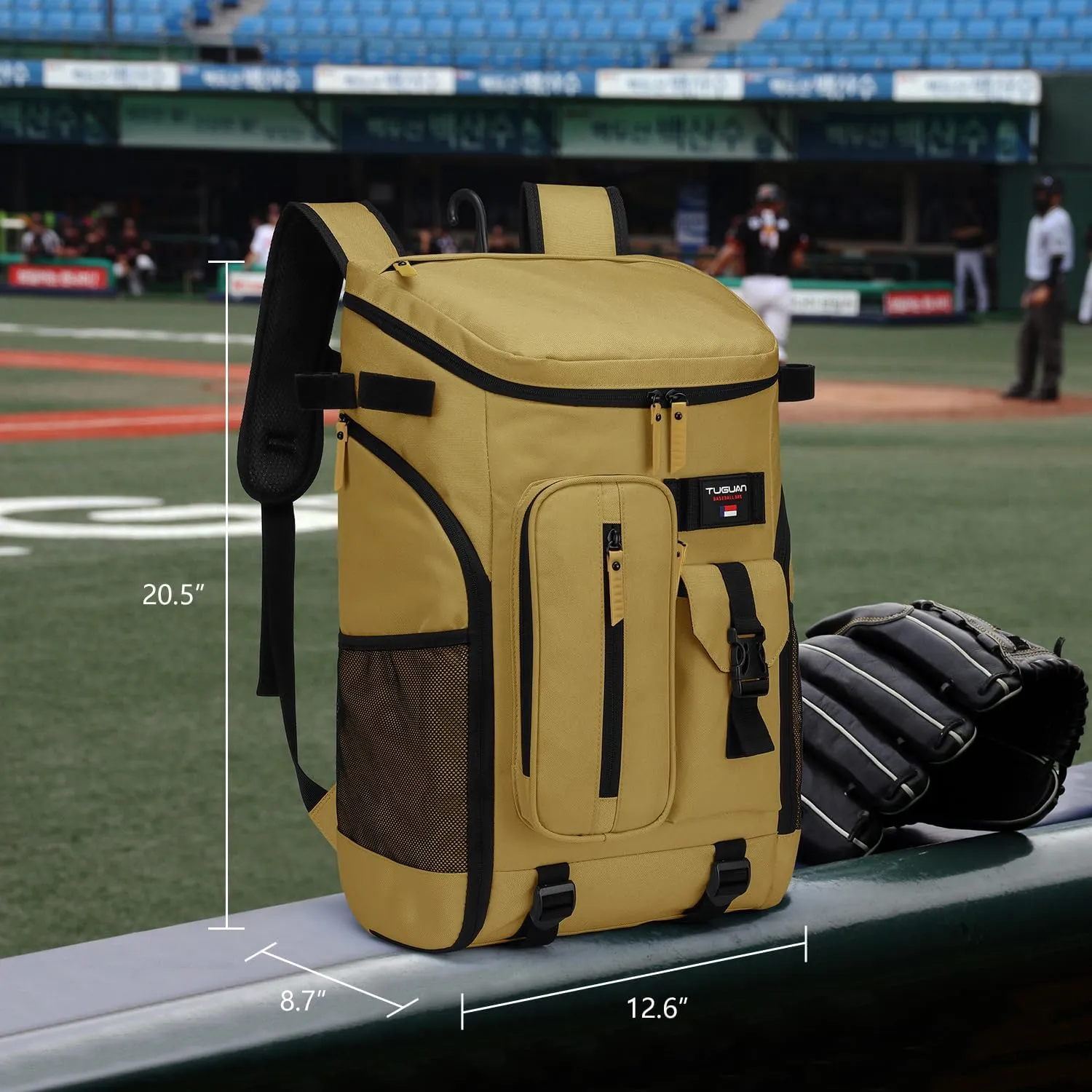 TUGUAN Baseball Backpack Equipment Bag for Adult with 2/4 Bat Holder & Fence Hook Lightweight Mens Softball Bag with Shoes Compartment Coaches Catchers Team Baseball Gear Bags Youth Boys