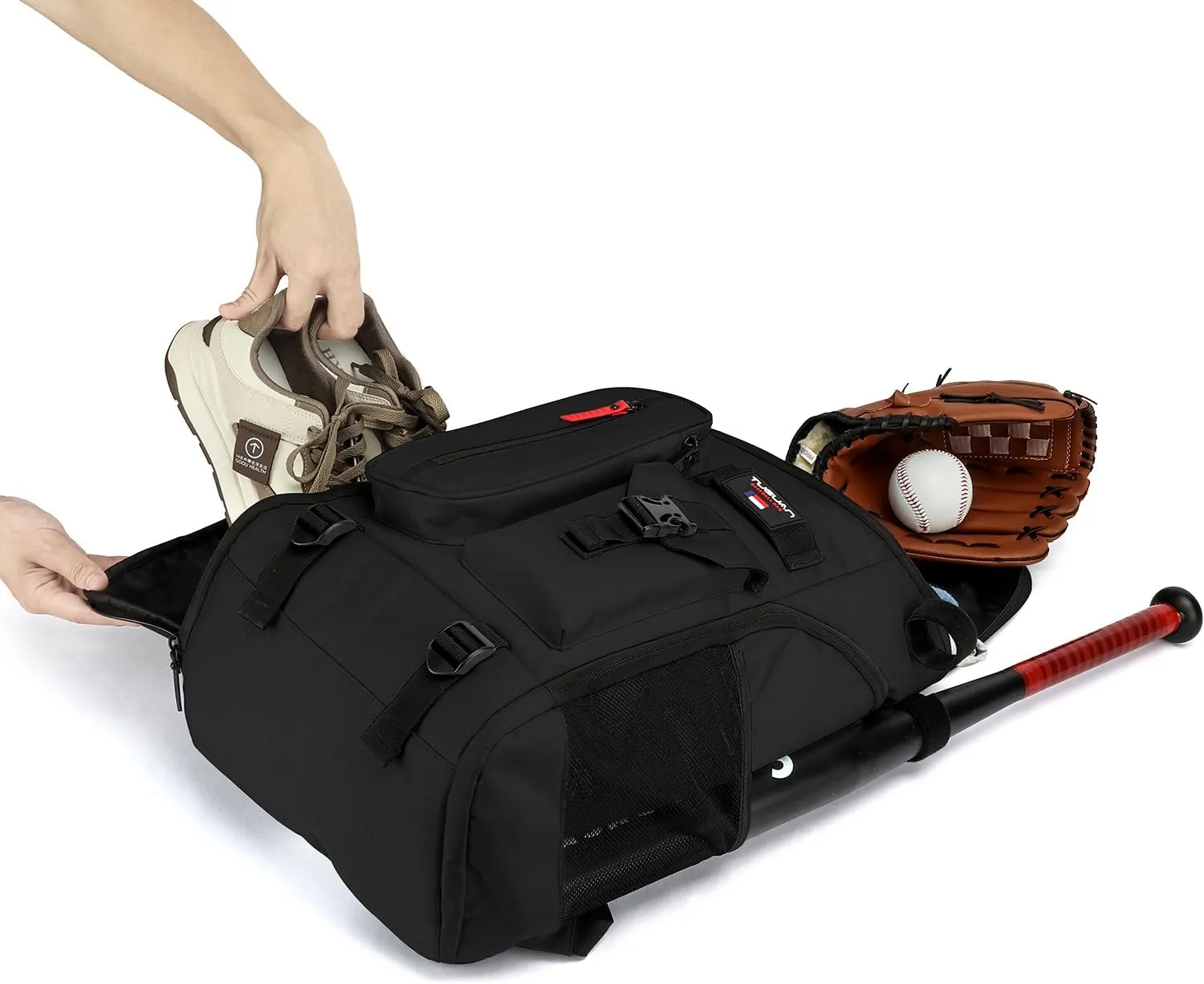 TUGUAN Baseball Backpack Equipment Bag for Adult with 2/4 Bat Holder & Fence Hook Lightweight Mens Softball Bag with Shoes Compartment Coaches Catchers Team Baseball Gear Bags Youth Boys