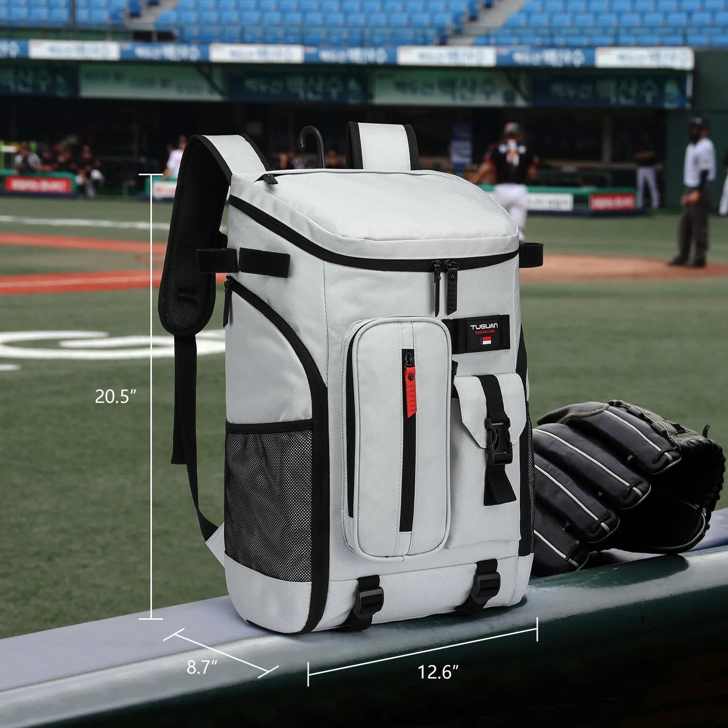 TUGUAN Baseball Backpack Equipment Bag for Adult with 2/4 Bat Holder & Fence Hook Lightweight Mens Softball Bag with Shoes Compartment Coaches Catchers Team Baseball Gear Bags Youth Boys