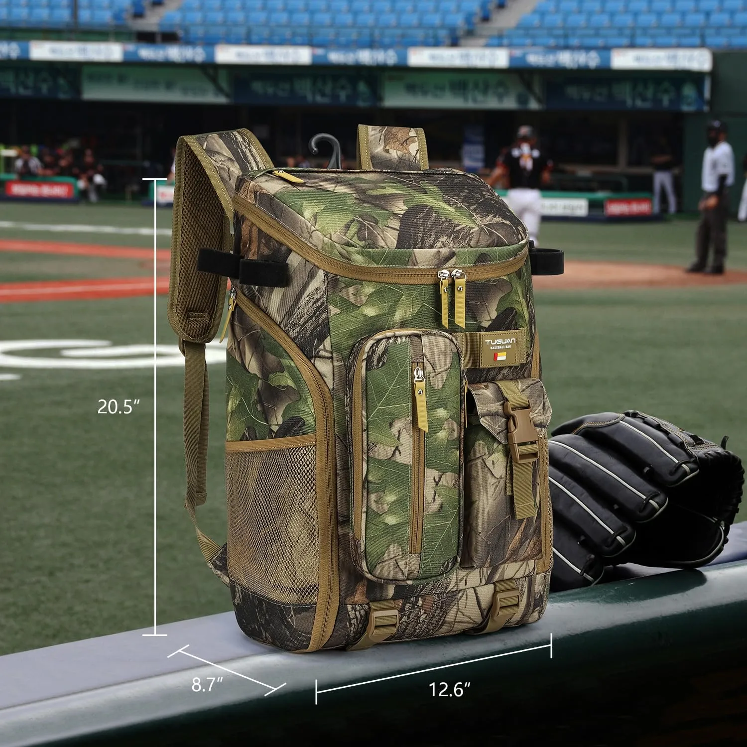 TUGUAN Baseball Backpack Equipment Bag for Adult with 2/4 Bat Holder & Fence Hook Lightweight Mens Softball Bag with Shoes Compartment Coaches Catchers Team Baseball Gear Bags Youth Boys