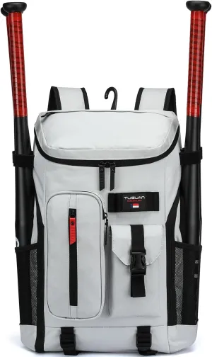 TUGUAN Baseball Backpack Equipment Bag for Adult with 2/4 Bat Holder & Fence Hook Lightweight Mens Softball Bag with Shoes Compartment Coaches Catchers Team Baseball Gear Bags Youth Boys