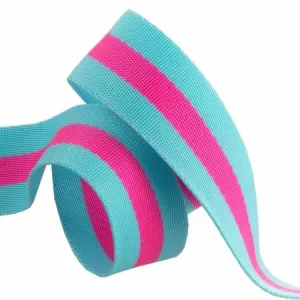 Tula Pink Webbing, 1.5 in. Aqua/Pink