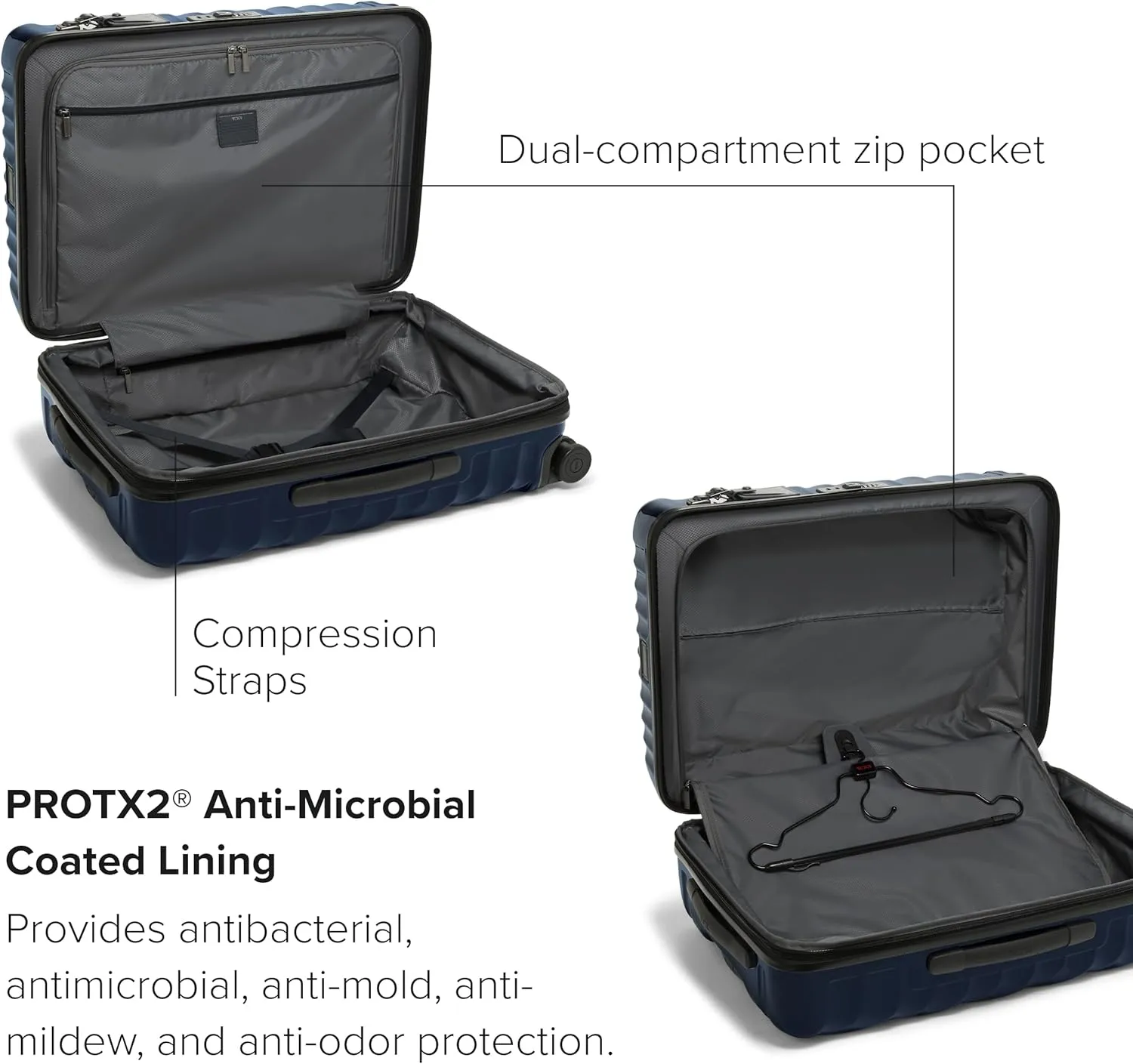 TUMI - 19 Degree Short Trip Expandable 4 Wheeled Packing Case - Hard Shell Suitcase - 26.0" X 17.5" X 10.0" - Navy
