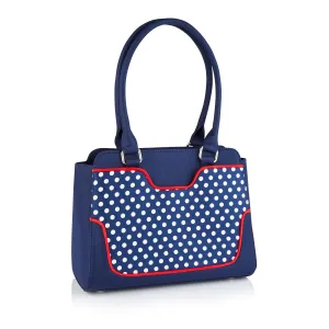 Tunis Navy Spot Large Bag (Matches Aisha Booties) by Ruby Shoo