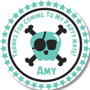 Turquoise Pirate Birthday Stickers