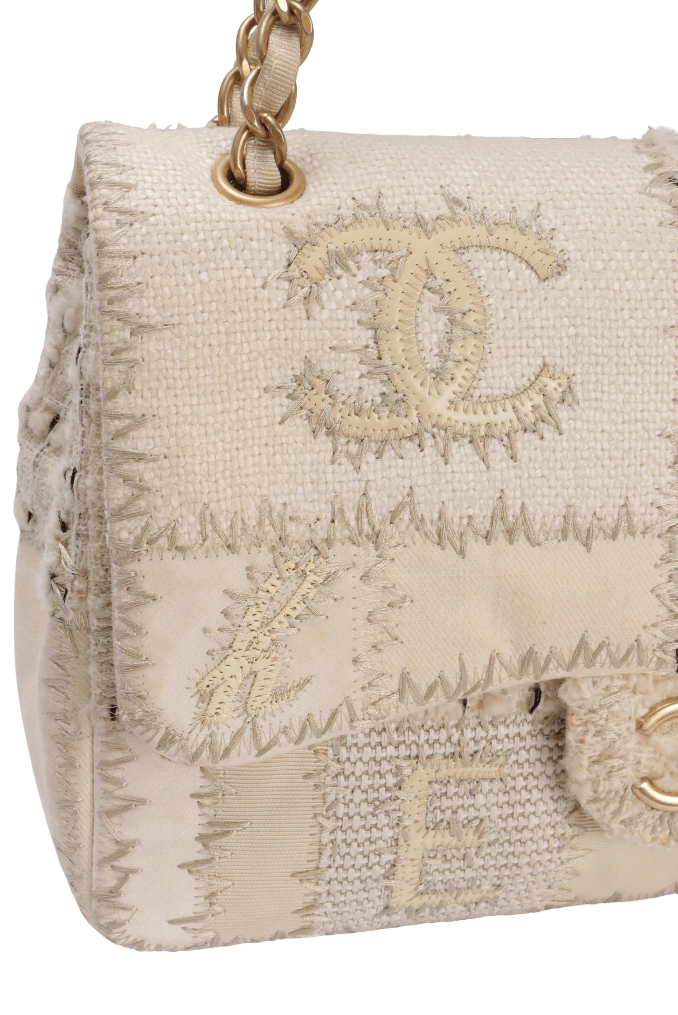TWEED PATCHWORK FLAP BAG