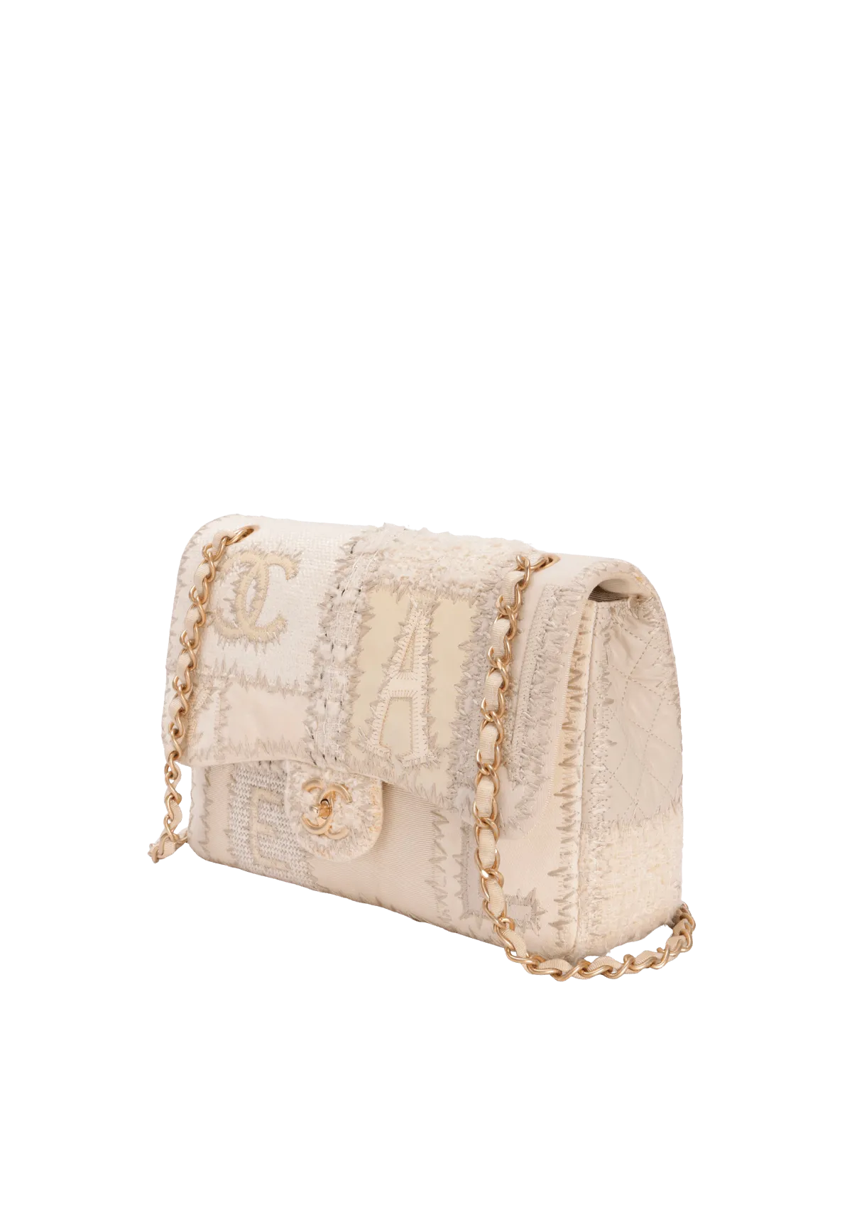 TWEED PATCHWORK FLAP BAG