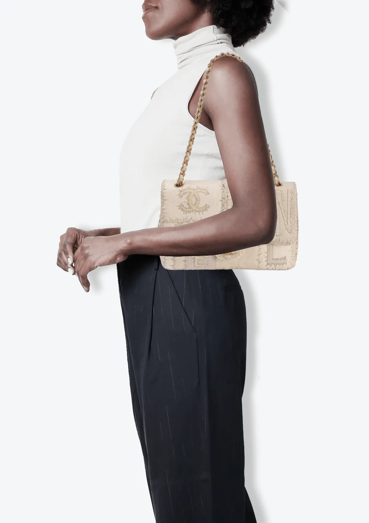 TWEED PATCHWORK FLAP BAG