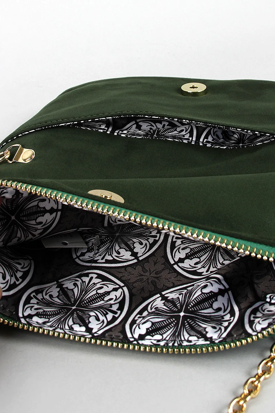 Two-Tone Faux Suede Flap Clutch