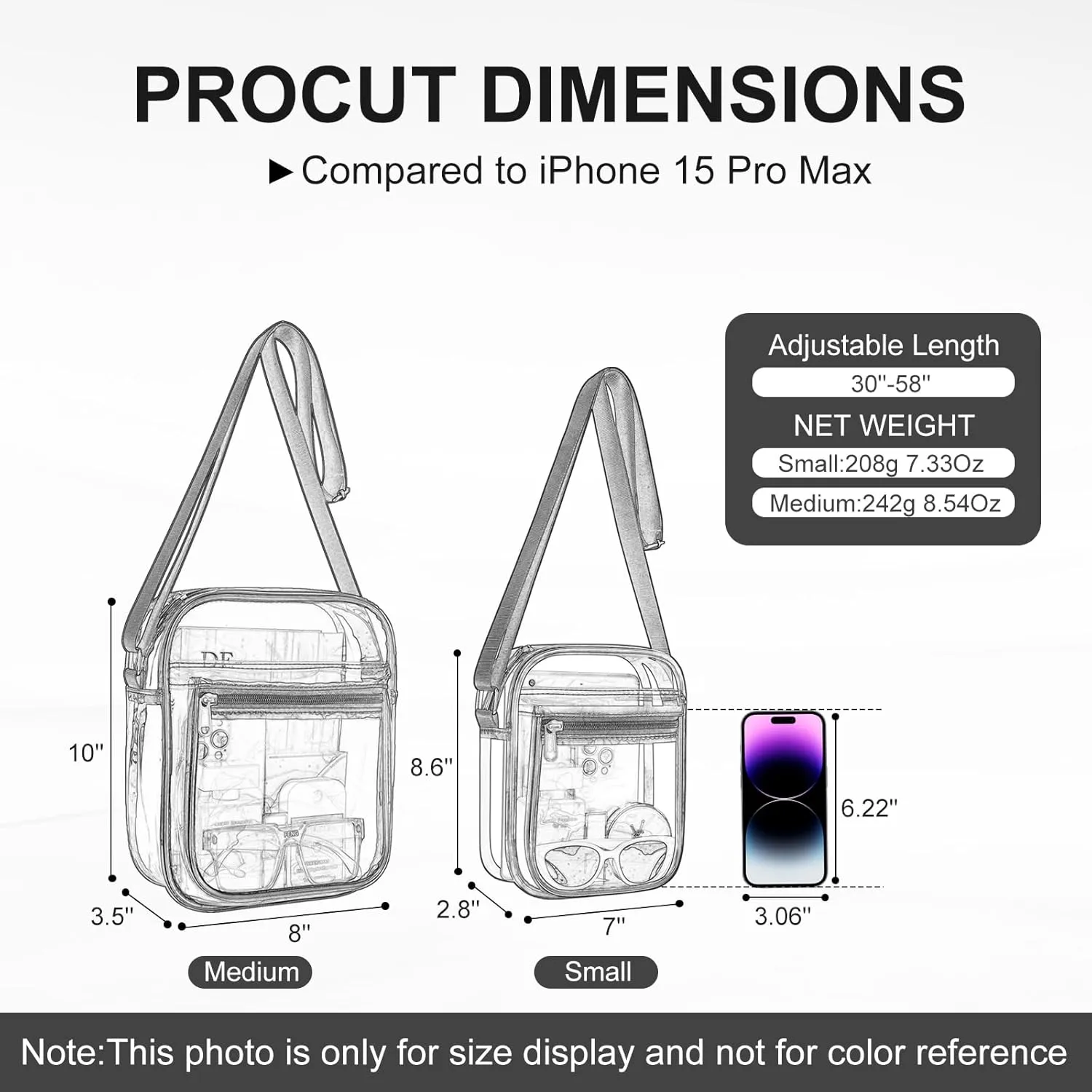 USPECLARE Clear Purse Bag for Stadium Events Clear Messenger Bag for Men and Women