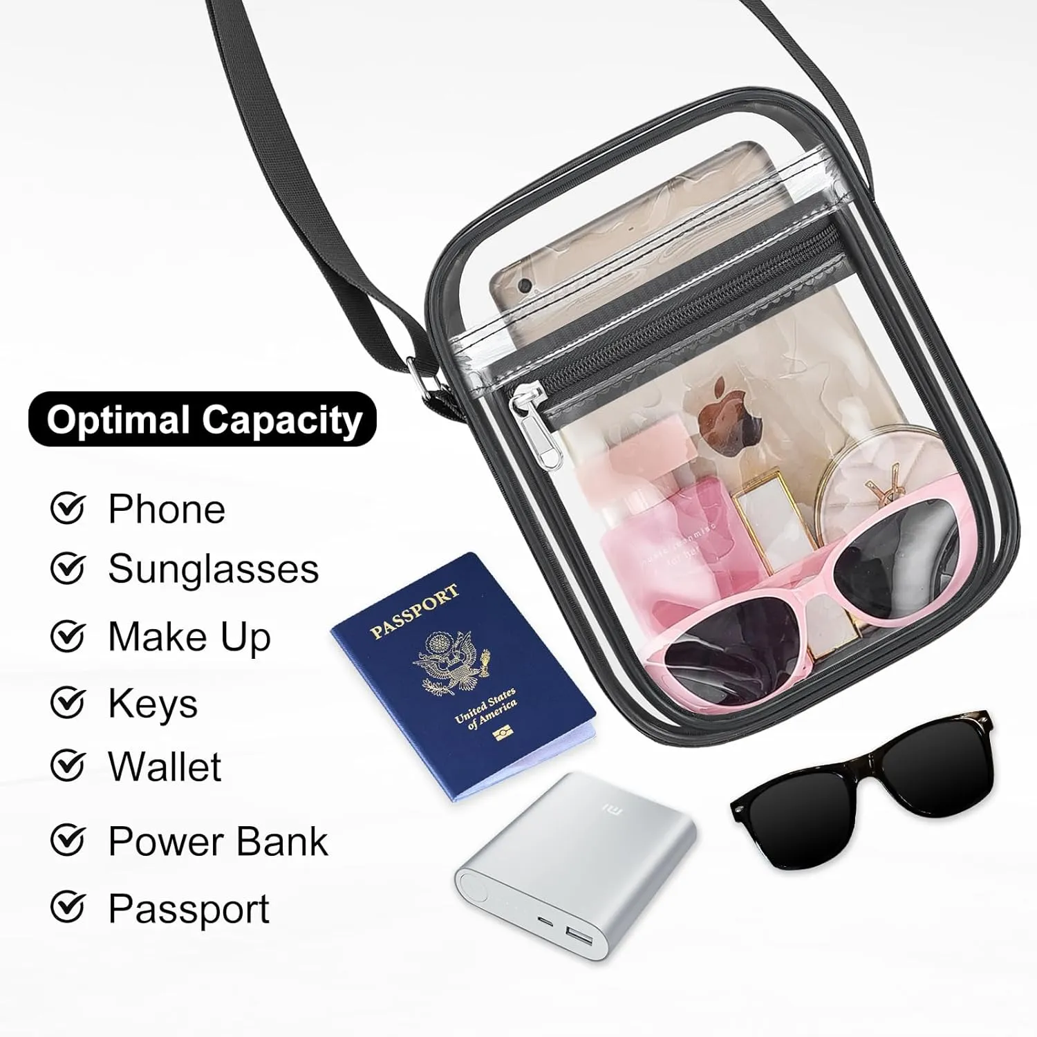 USPECLARE Clear Purse Bag for Stadium Events Clear Messenger Bag for Men and Women