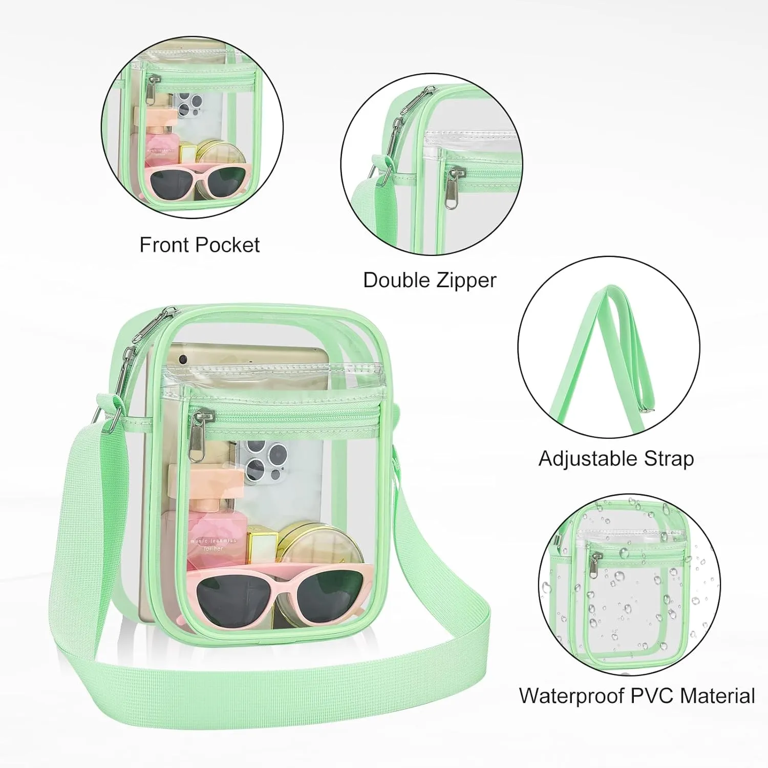 USPECLARE Clear Purse Bag for Stadium Events Clear Messenger Bag for Men and Women