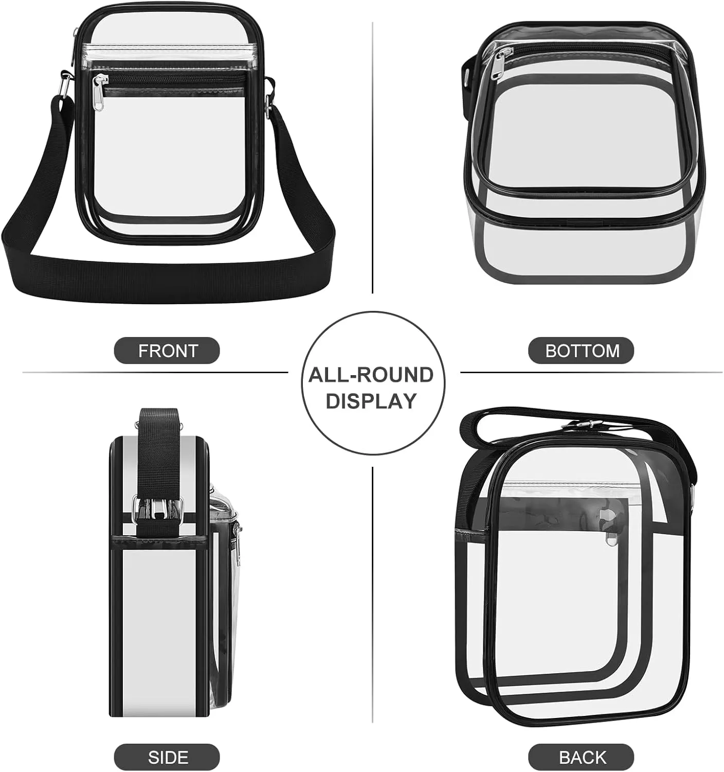 USPECLARE Clear Purse Bag for Stadium Events Clear Messenger Bag for Men and Women