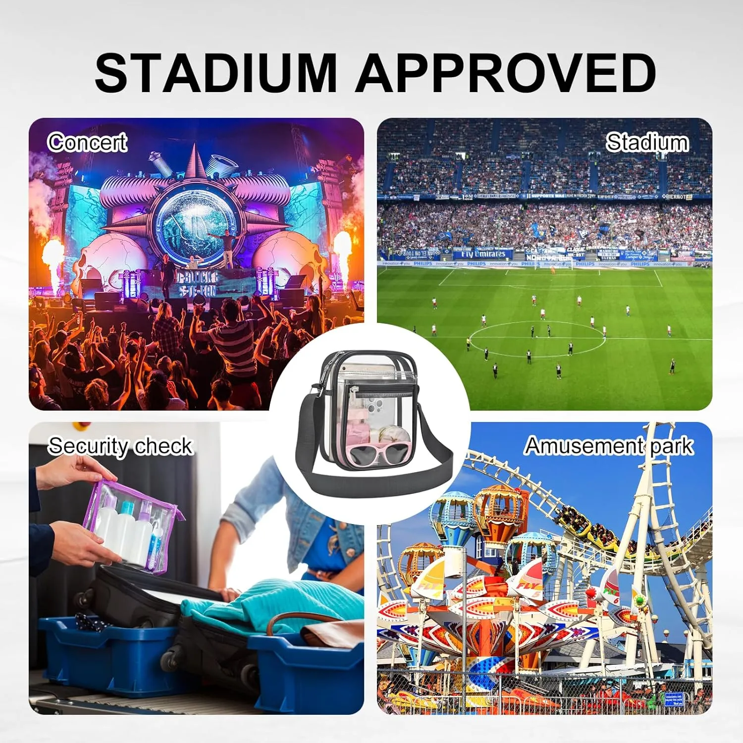 USPECLARE Clear Purse Bag for Stadium Events Clear Messenger Bag for Men and Women