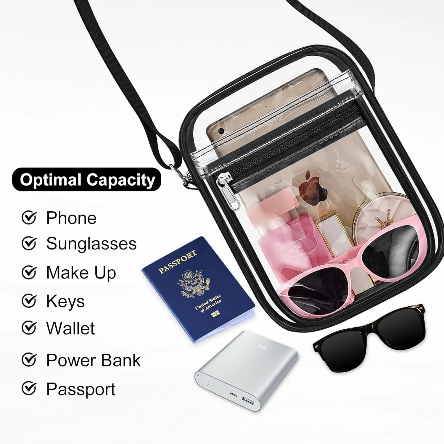 USPECLARE Clear Purse Bag for Stadium Events Clear Messenger Bag for Men and Women
