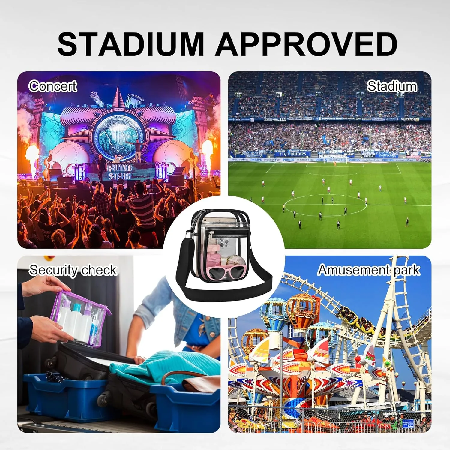 USPECLARE Clear Purse Bag for Stadium Events Clear Messenger Bag for Men and Women