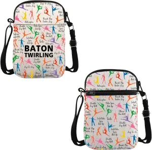VAMSII Baton Twirling Appreciation Gift Baton Twirling Words Crossbody Bag Baton Twirling Lover Travel Bag Majorette Gift