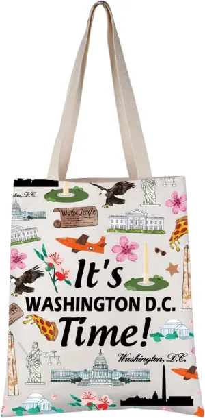 VAMSII Washington DC Tote Bag for Women Washington DC Souvenir Gifts Washington State Gift Washington DC Time Shopping Bag