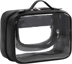 Veki Transparent Makeup Bag Travel Cosmetic Bags Case Waterproof Toiletries Bag Large Capacity Open Storage Bags Organizer With Zipper, Portable Make Up Organizer for Women and Girls