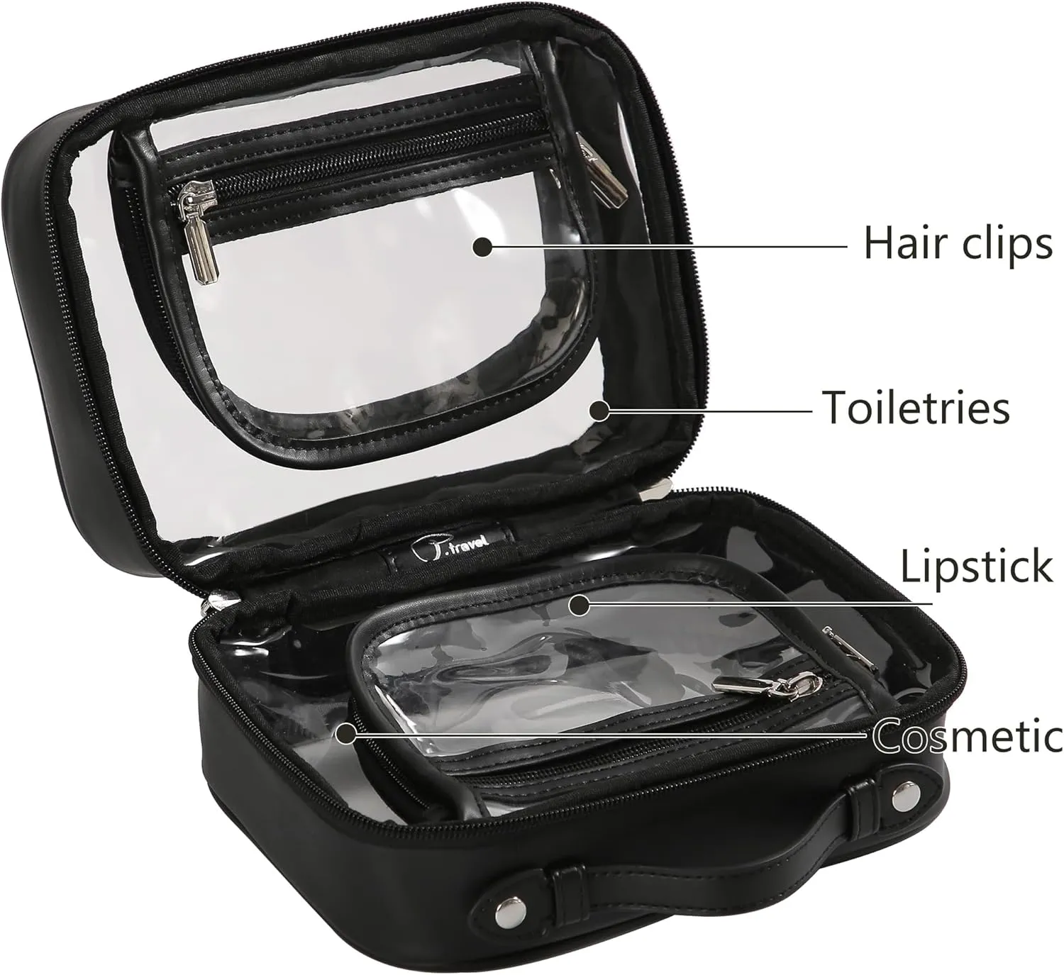 Veki Transparent Makeup Bag Travel Cosmetic Bags Case Waterproof Toiletries Bag Large Capacity Open Storage Bags Organizer With Zipper, Portable Make Up Organizer for Women and Girls