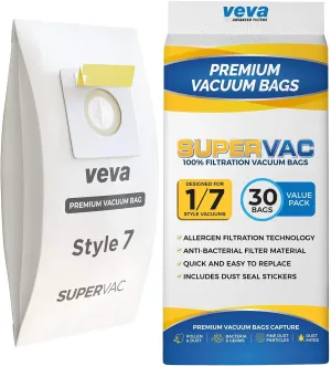 VEVA 30 Pack Premium SuperVac Vacuum Bags Style 7 Paper Bag Compatible with Bissell Uprights Vacuums, Part # 32120