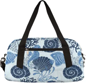 Vintage Ocean Animal Seahorse Snails Gym Duffle Bag for Kids,Sports Bag for Teens Boys & Girls Small Waterproof Overnight Weekender Carry School Practice Travel Bag