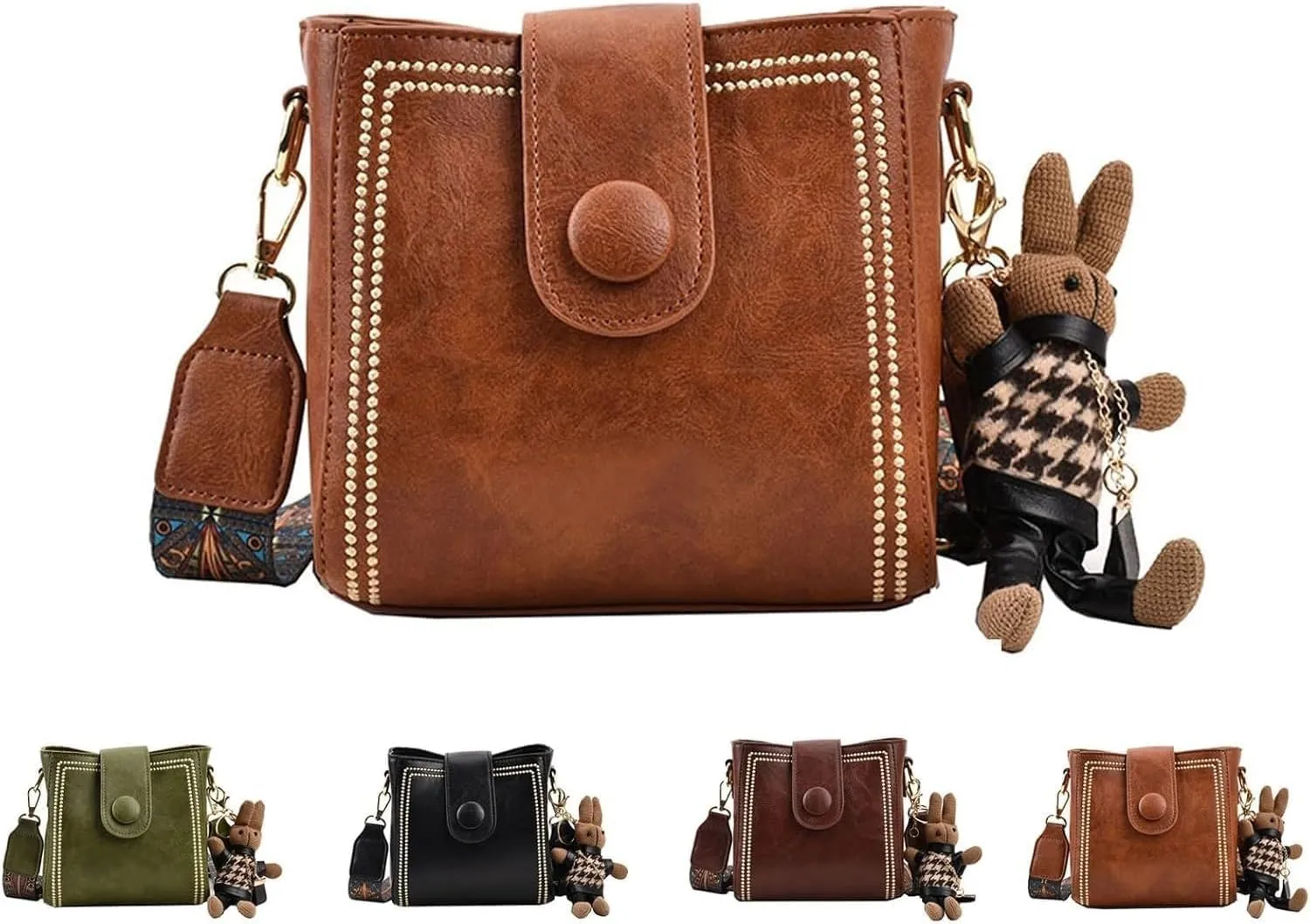 Vintage Retro Small Water Bucket Bag, Vintage Fashion Bag With Adjustable Wider Shoulder Strap (Brown)