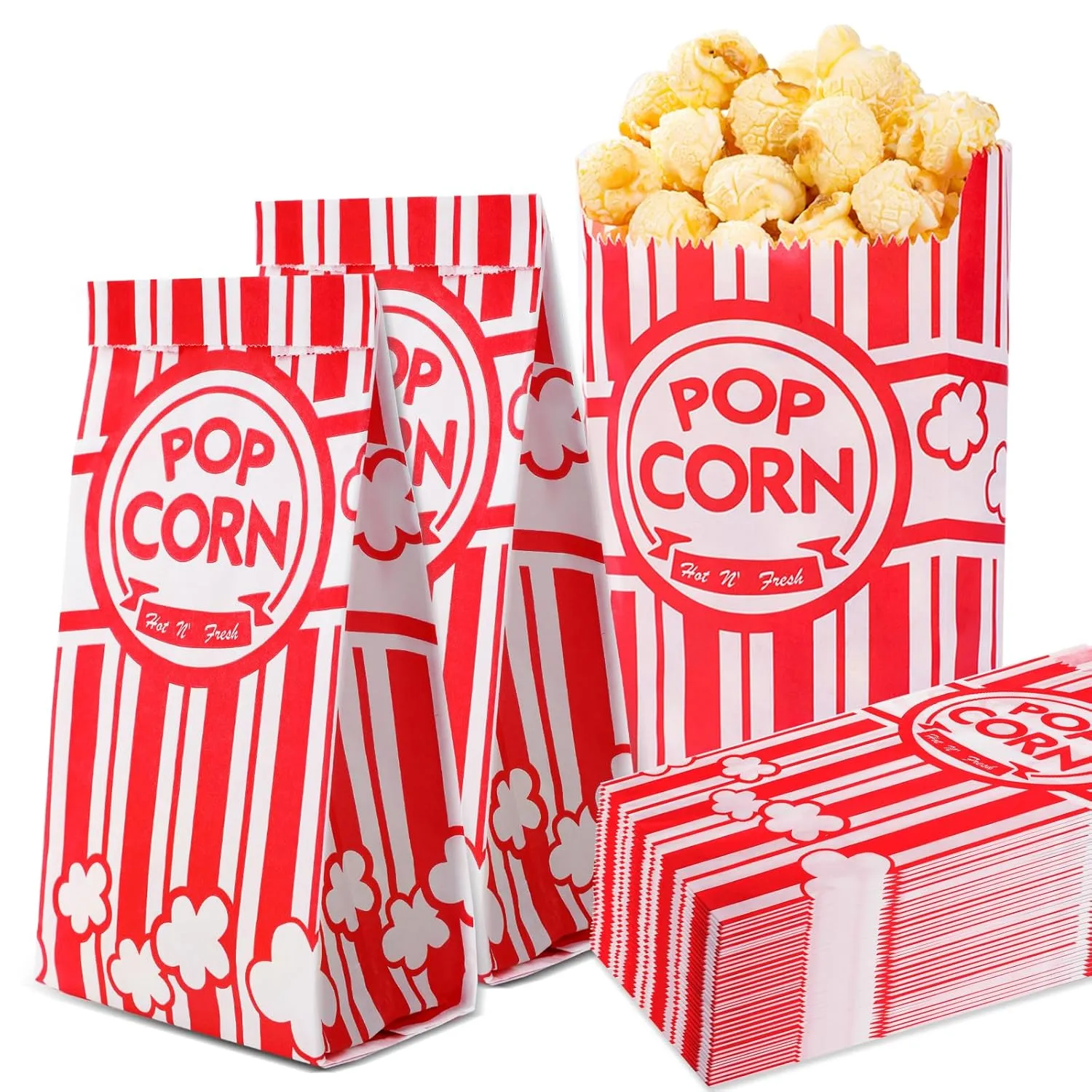 VOISEN Paper Popcorn Bags,200 Pack 1oz Popcorn Bags Individual Servings, Popcorn Bag Bulk for Popcorn Machine,Movie Nights Pop Corn Bags