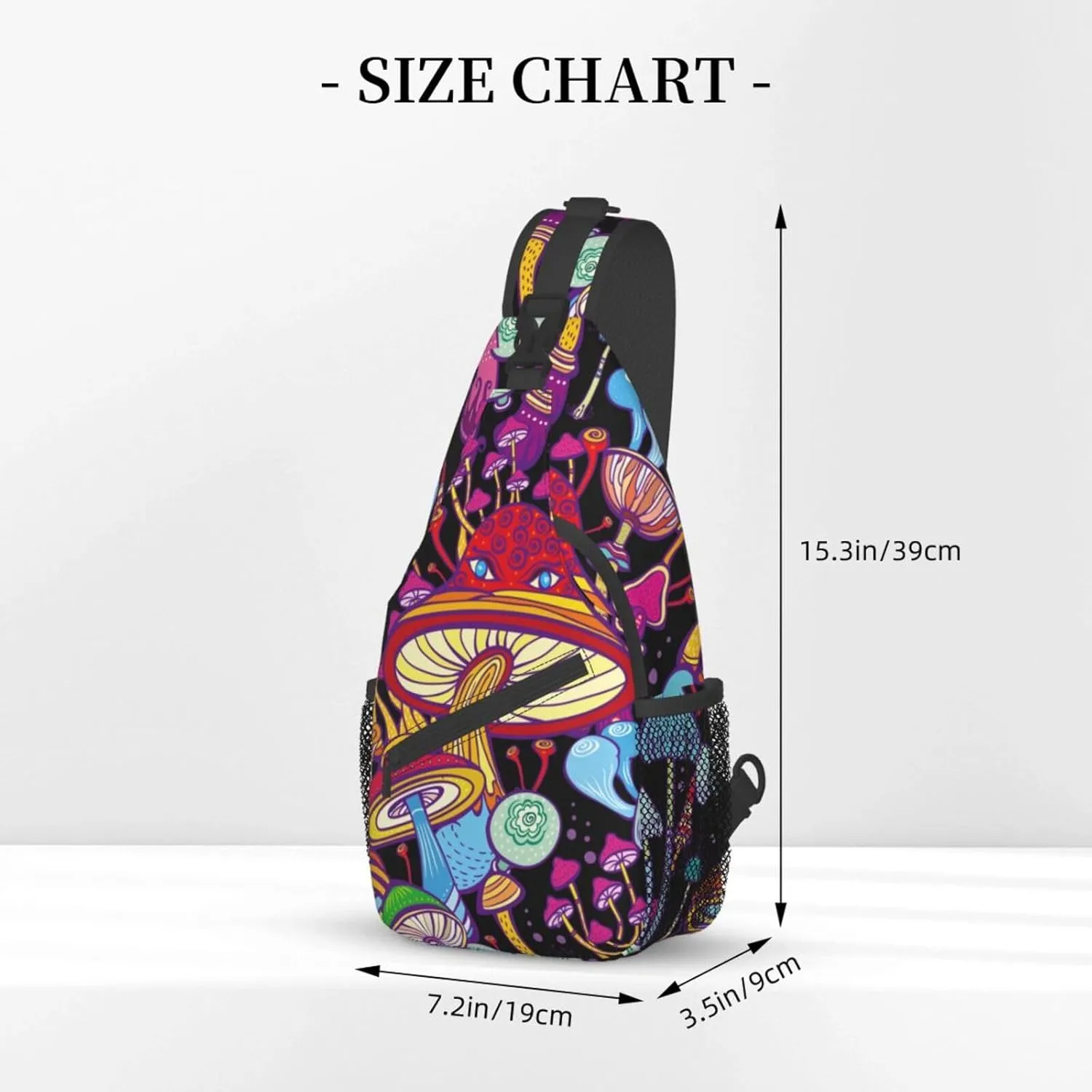 VOOHDDY Doodle Hippie Mushroom Sling Bag For Women Men Travel Hiking Backpack Crossbody Shoulder Chest Bags Casual Daypack Sport