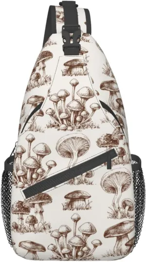VOOHDDY Vintage Mushroom Sling Bag For Women Men Travel Hiking Backpack Crossbody Shoulder Chest Bags Casual Daypack Sport