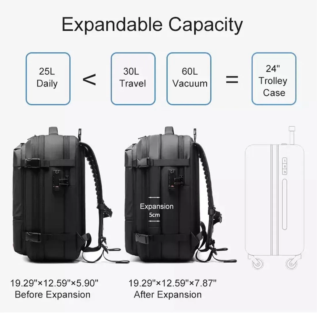 Voyagevac Backpack, Vacpack Backpack with Vacuum, 60L Expandable, Vacuum Compression Waterproof Travel Adventure Commuting (Blue with Vacuum Tool)