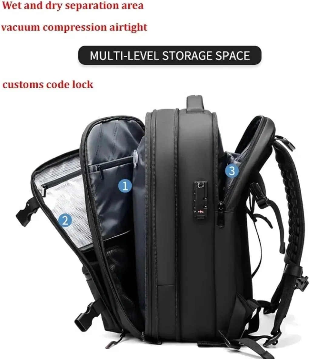 Voyagevac Backpack, Vacpack Backpack with Vacuum, 60L Expandable, Vacuum Compression Waterproof Travel Adventure Commuting (Blue with Vacuum Tool)