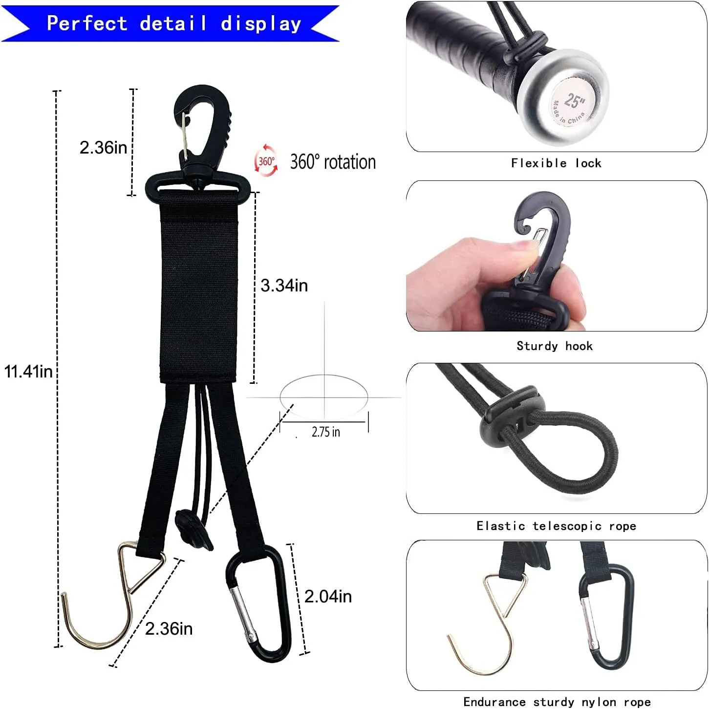 Wanty Fence Hooks - Multipurpose Hang-Tough Hooks - The Dugout Organizer, for Baseball/Softball Equipment, Bat Bags, Tennis Bags, Water Bottle, Camping, Ect.