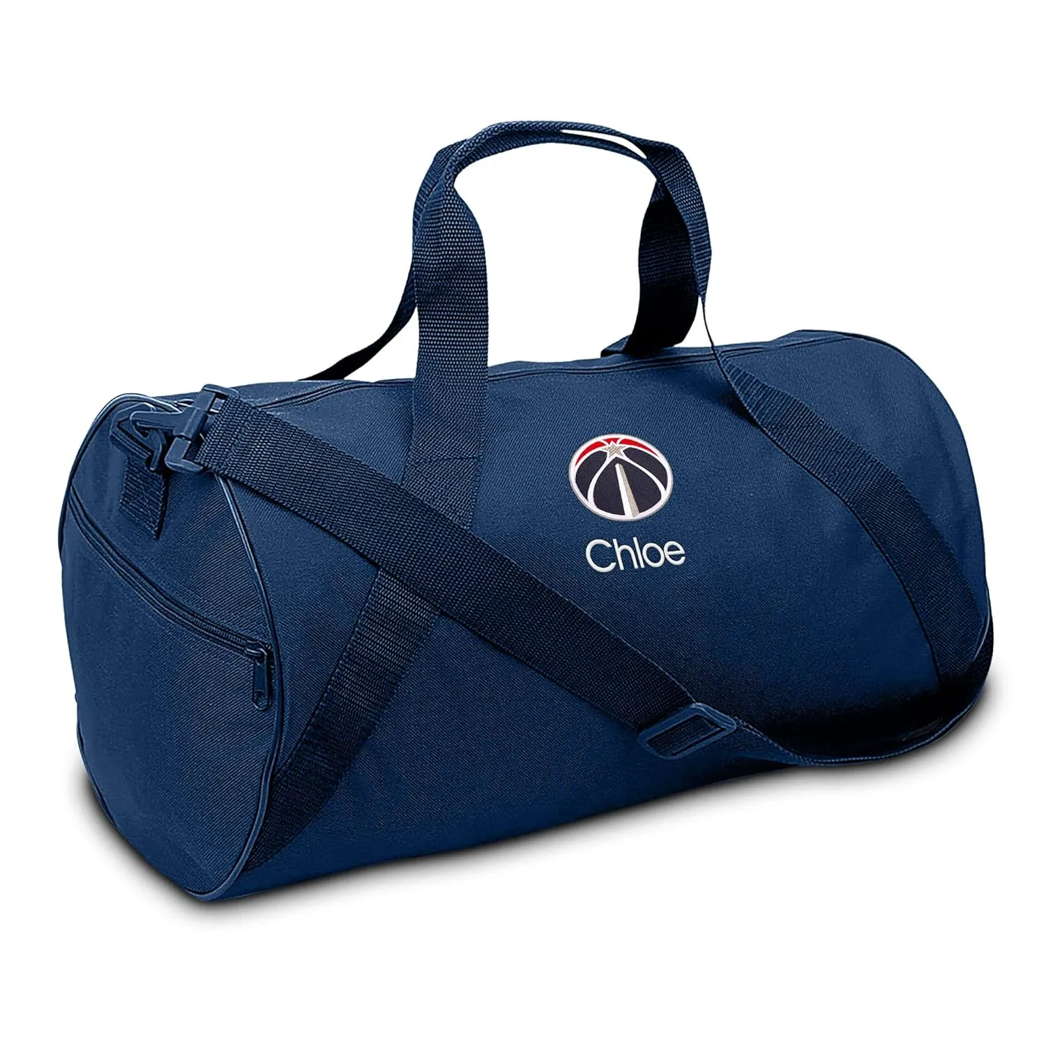 Washington Wizards Personalized Duffel Bags for Kids - Official NBA Logo Embroidery, Removable Shoulder Strap, Polyester, 19” x 14” (Navy)