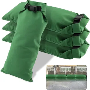 Water Barrier Sand Bags 4Pcs Interlockable Silicone Canvas - 50lbs Capacity Flood Protection with Buckle Closure & Handle, Reusable Sandbags for Garage, Garden, Beach Umbrella, Home Flood Control