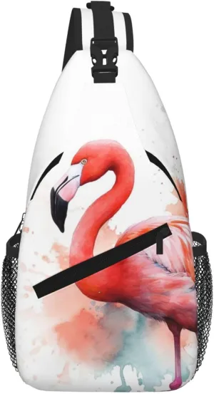 Watercolor Flamingo Sling Bag For Women Men Travel Hiking Backpack Crossbody Shoulder Chest Bags Casual Daypack