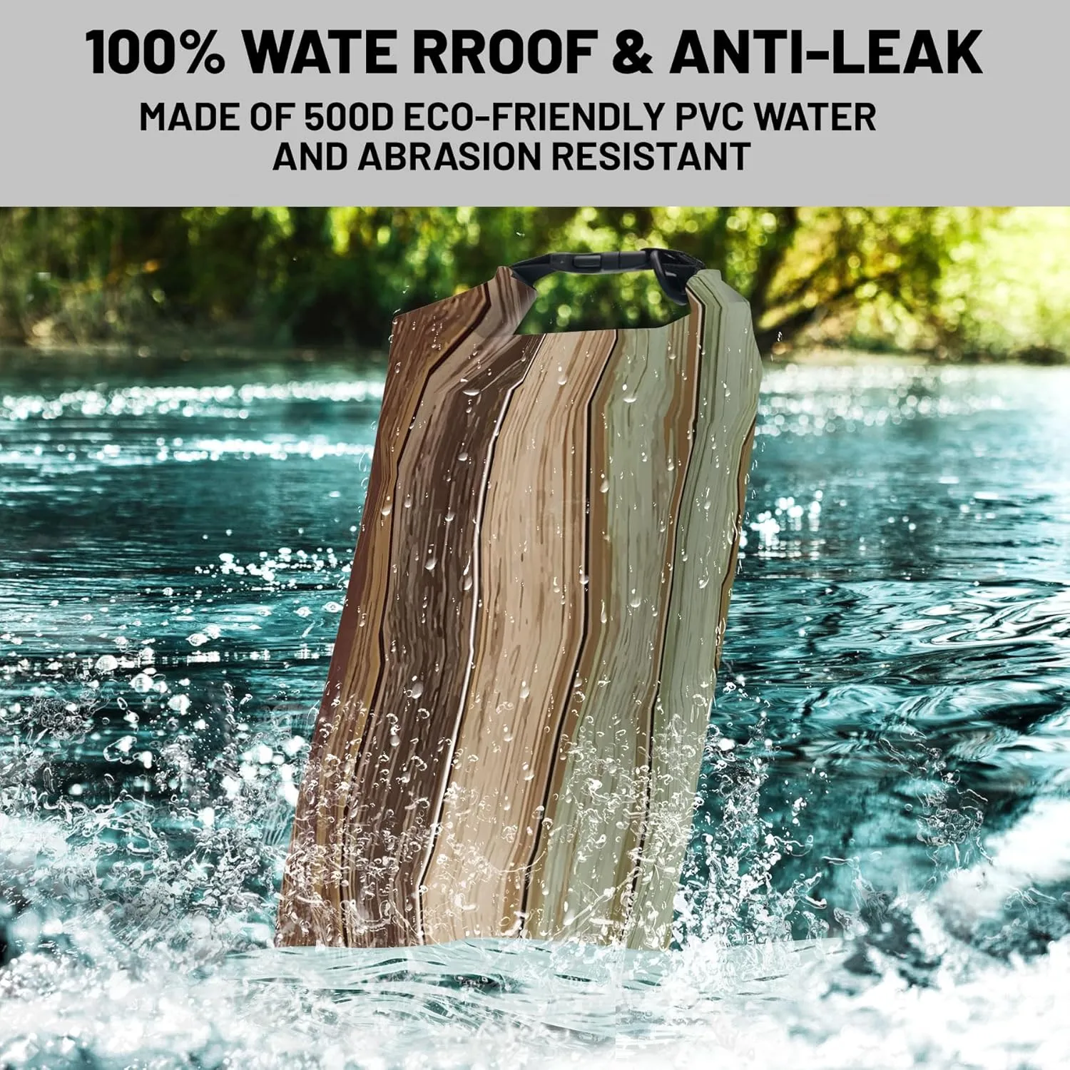 Waterproof Dry Bag,Roll Top Retro Rustic Barn Wood Waterproof Backpack 5L/10L/20L Floating and Lightweight Bags for Kayaking, Boating, Fishing, Swimming and Camping